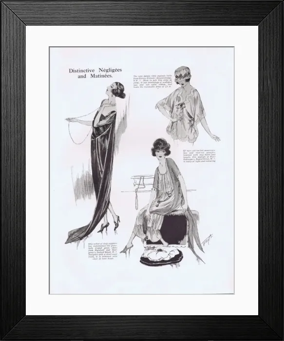 Framed Print : Art deco fashions for Distinctive negligees and matinees 1 Framed Print : Art deco fashions for Distinctive negligees and matinees 1