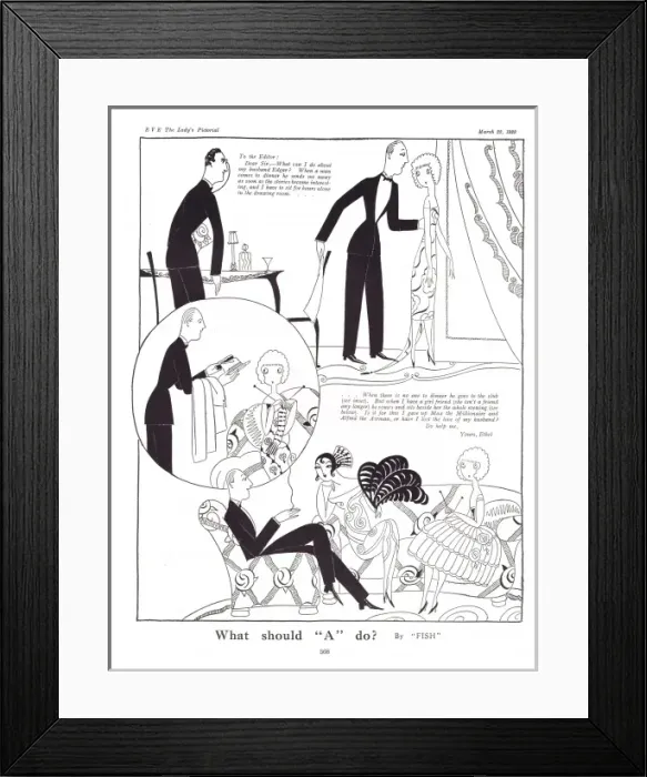 Framed Print : Art deco sketches by Fish - a social dilemma Framed Print : Art deco sketches by Fish - a social dilemma