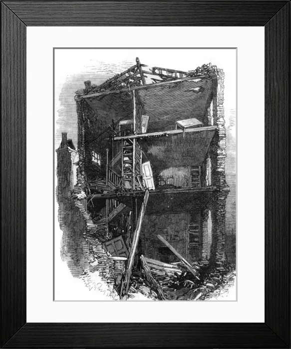 Framed Print : Damaged house interior in Corporation Lane Framed Print : Damaged house interior in Corporation Lane