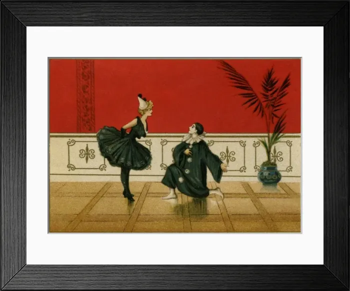 Framed Print : Pierrot & pierette in black Framed Print : Pierrot & pierette in black