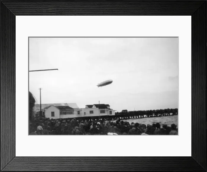 Framed Print : LZ 127 Graf Zeppelin over pier, Walton, Essex Framed Print : LZ 127 Graf Zeppelin over pier, Walton, Essex