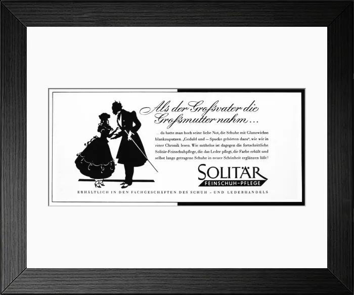 Framed Print : Advertisement for Solitar Fine Shoe Care Framed Print : Advertisement for Solitar Fine Shoe Care