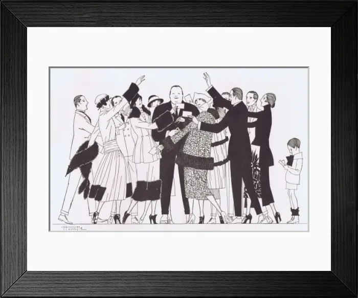 Framed Print : Art deco sketch of Fatty Arbuckle and fans, Paris, 1921 Framed Print : Art deco sketch of Fatty Arbuckle and fans, Paris, 1921