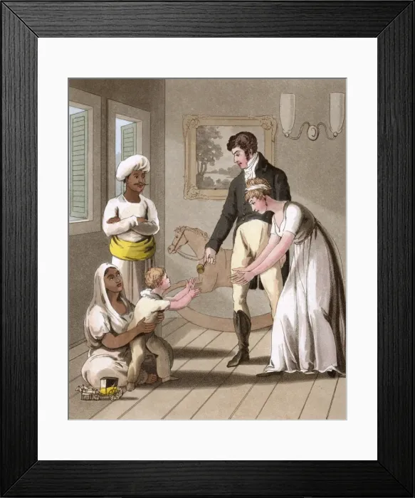 Framed Print : European lady and family attended by an Ayah (Nurse) Framed Print : European lady and family attended by an Ayah (Nurse)
