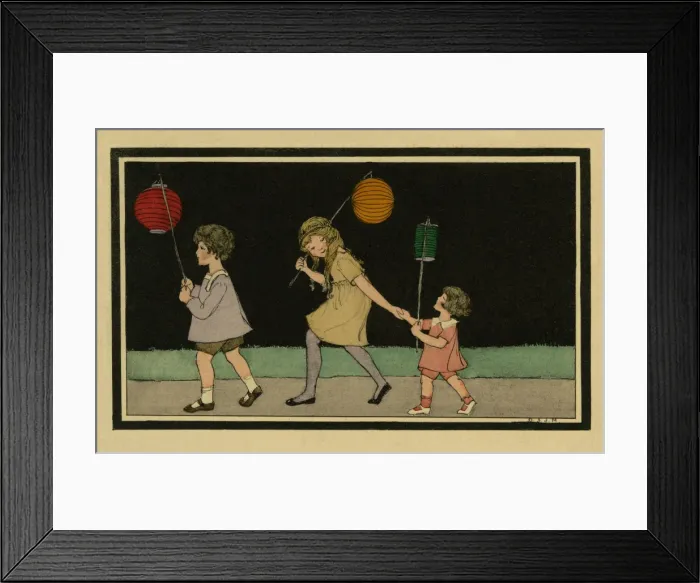 Framed Print : Children with Chinese lanterns Framed Print : Children with Chinese lanterns