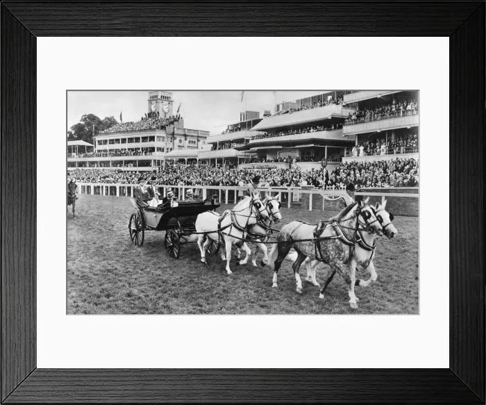 Framed Print : Coronation 1953, driving up the Ascot course on Gold Cup day Framed Print : Coronation 1953, driving up the Ascot course on Gold Cup day