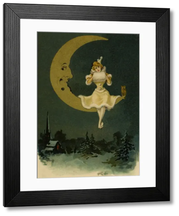 Framed Print : Pierrette sitting on the moon Framed Print : Pierrette sitting on the moon