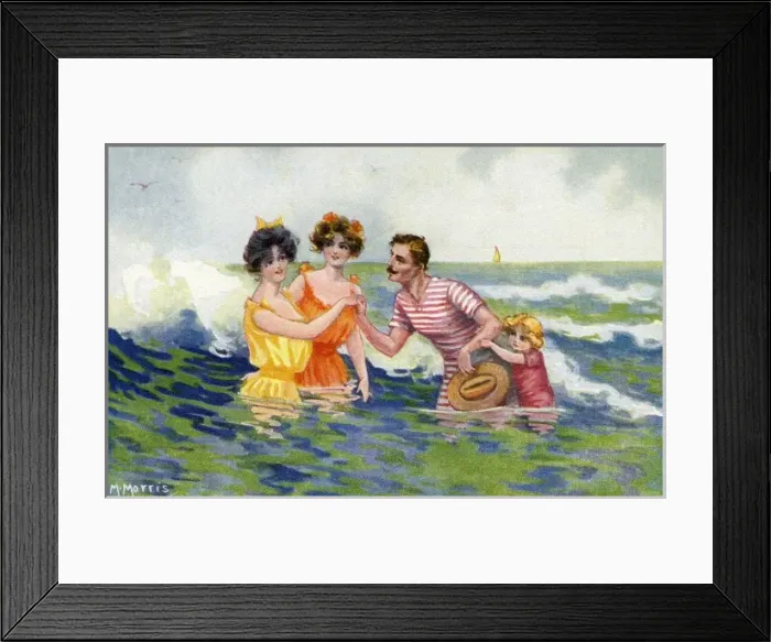 Framed Print : Edwardian sea bathers Framed Print : Edwardian sea bathers