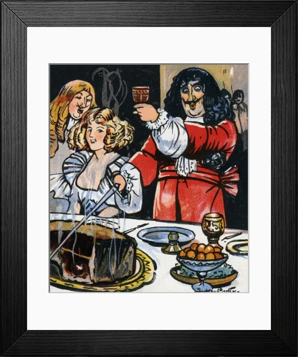 Framed Print : Charles II toasting the sirloin Framed Print : Charles II toasting the sirloin