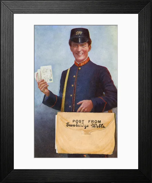 Framed Print : Postman with post from Tunbridge Wells, Kent Framed Print : Postman with post from Tunbridge Wells, Kent