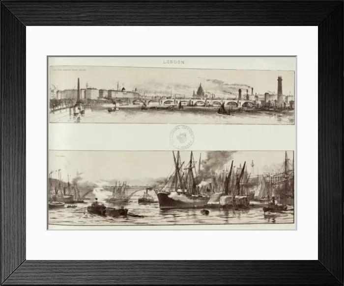 Framed Print : View from Charing Cross Bridge and Pool of London Framed Print : View from Charing Cross Bridge and Pool of London