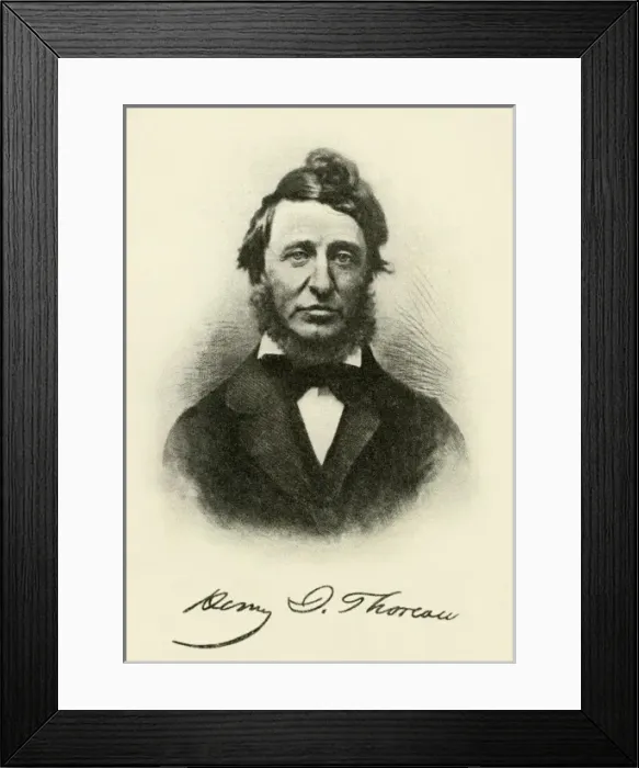 Framed Print : Henry Thoreau with signature Framed Print : Henry Thoreau with signature