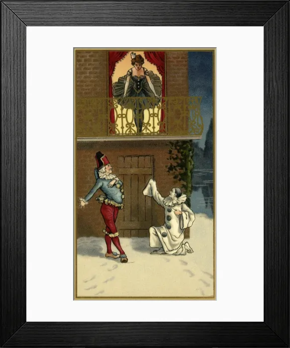 Framed Print : Pierrot serenading pierrette Framed Print : Pierrot serenading pierrette