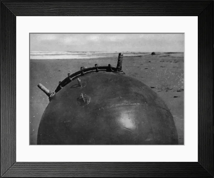 Framed Print : German mine landed on Dutch coast, 1939 Framed Print : German mine landed on Dutch coast, 1939