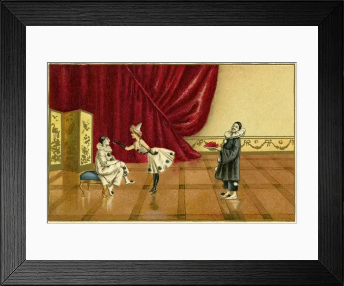 Framed Print : Two pierrots and a pierrette Framed Print : Two pierrots and a pierrette