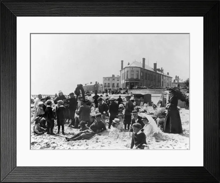 Framed Print : Violin and harp recital on beach, Walton, Essex Framed Print : Violin and harp recital on beach, Walton, Essex