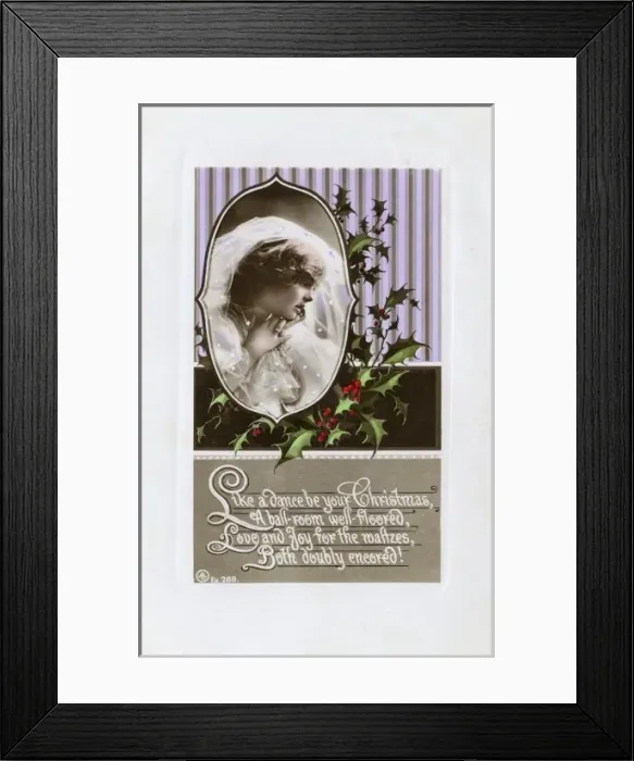Framed Print : Christmas greetings postcard with dance-related poem Framed Print : Christmas greetings postcard with dance-related poem