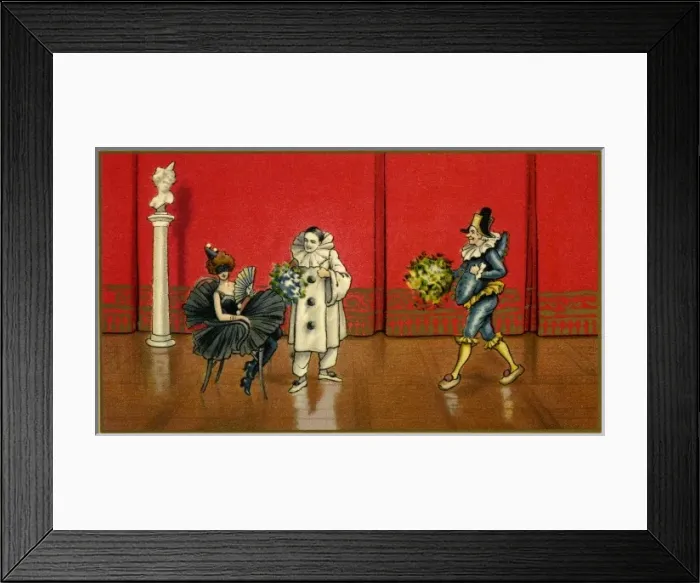 Framed Print : Two pierrots and a pierrette Framed Print : Two pierrots and a pierrette