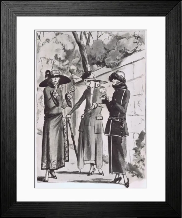 Framed Print : Art deco fashion sketches shadowing early autumn 1922 modes Framed Print : Art deco fashion sketches shadowing early autumn 1922 modes
