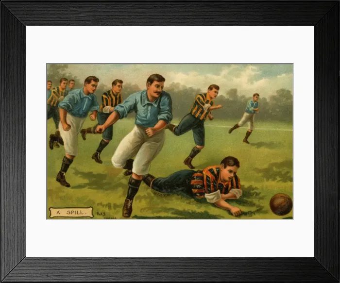 Framed Print : Football: A spill'. Date: c.1904 Framed Print : Football: A spill'. Date: c.1904