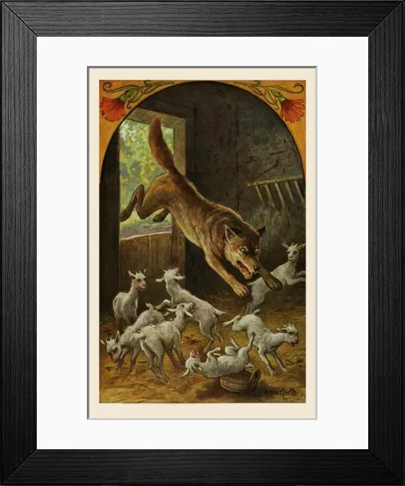 Framed Print : The Wolf & the Seven Kids Framed Print : The Wolf & the Seven Kids