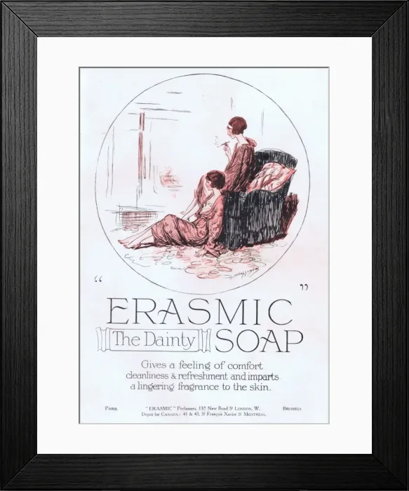 Framed Print : Advert for Erasmic soap, 1921 Framed Print : Advert for Erasmic soap, 1921