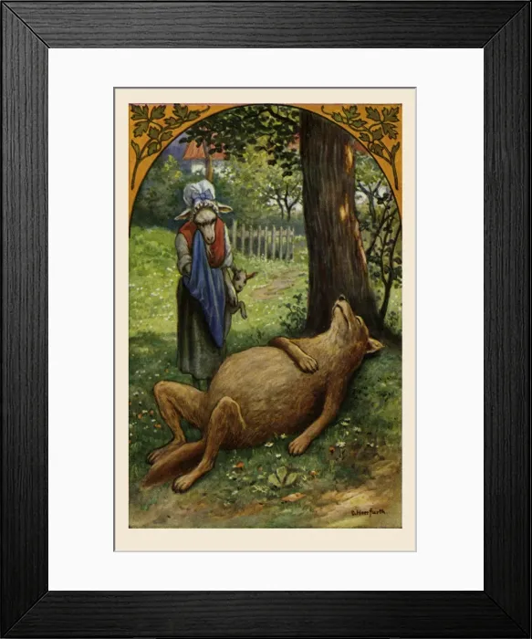 Framed Print : The Wolf & the Seven Kids Framed Print : The Wolf & the Seven Kids