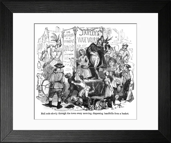 Framed Print : The Old Curiosity Shop, Nell dispersing handbills Framed Print : The Old Curiosity Shop, Nell dispersing handbills