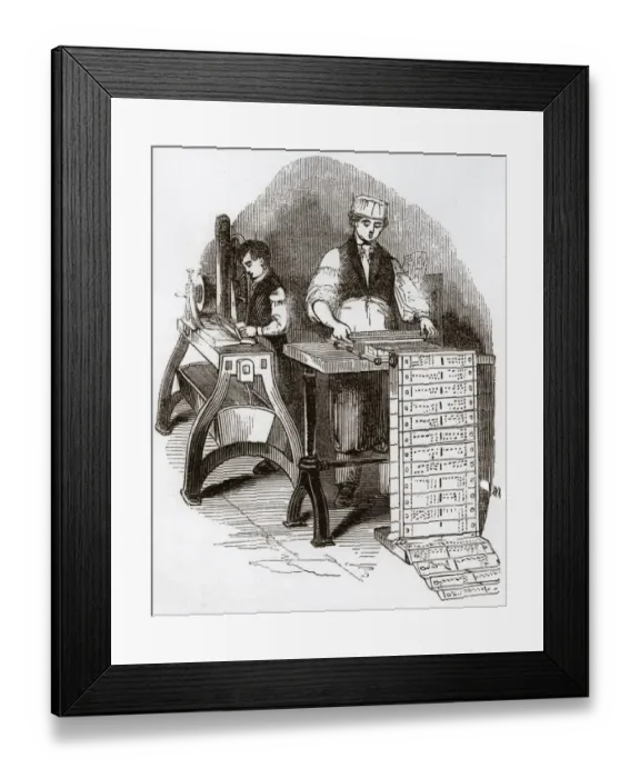 Framed Print : Jacquard Card Making, Halifax Framed Print : Jacquard Card Making, Halifax