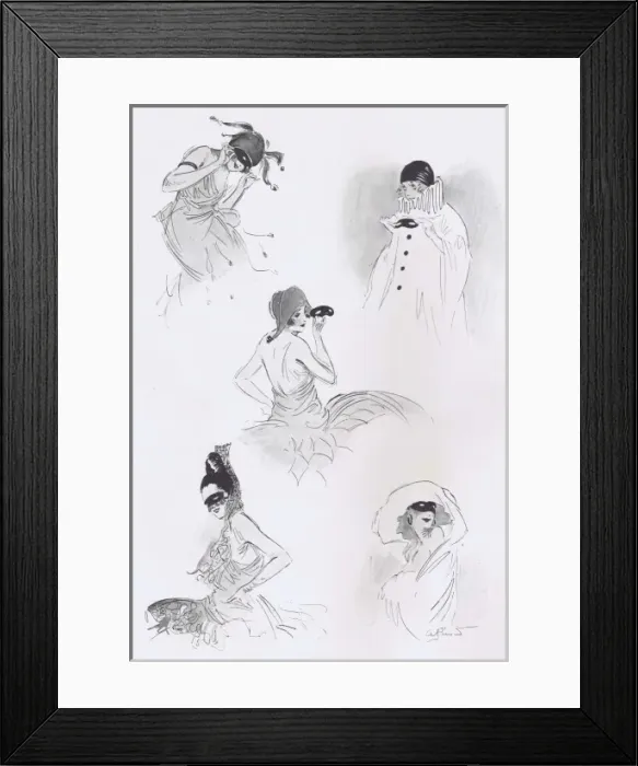 Framed Print : Art deco sketch Gestures, 1921 Framed Print : Art deco sketch Gestures, 1921