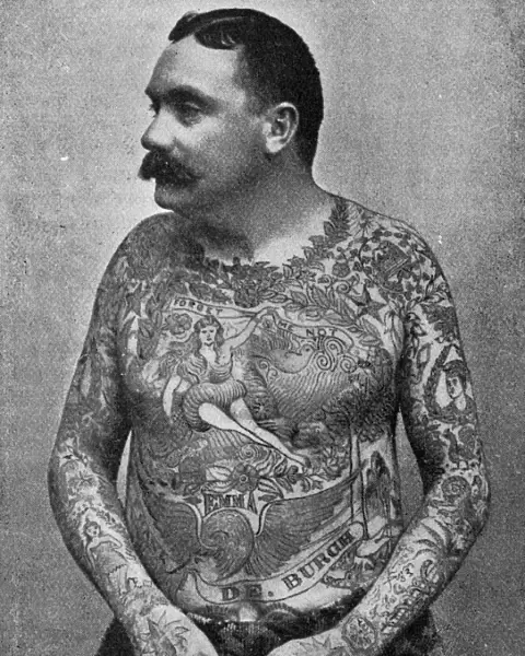 Frank de Burgh, tattooed man, 1897