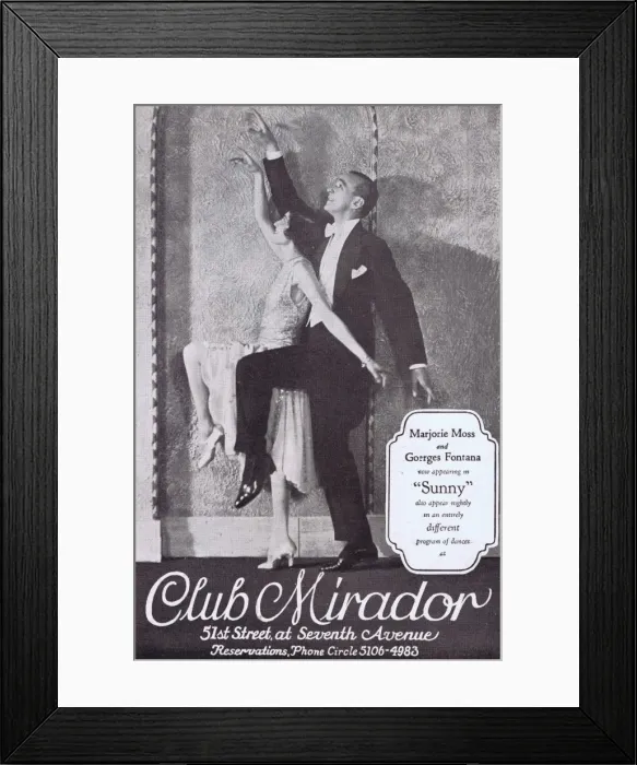 Framed Print : Advert for Marjorie Moss and Georges Fontana appearing at Cl Framed Print : Advert for Marjorie Moss and Georges Fontana appearing at Cl