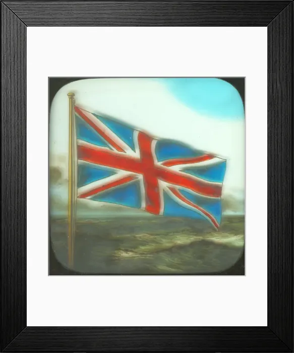 Framed Print : Union flag with sea in background Framed Print : Union flag with sea in background