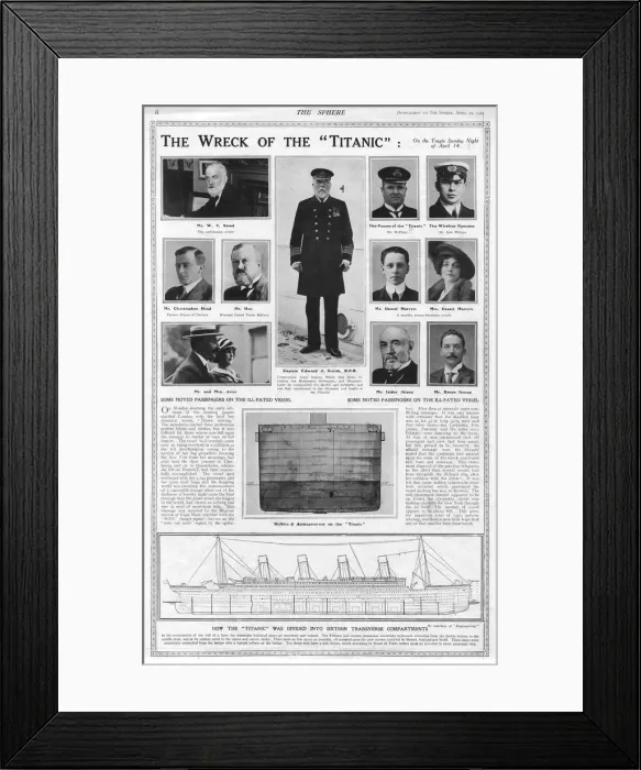 Framed Print : The Wreck of the Titanic - Noted passengers - Sphere Framed Print : The Wreck of the Titanic - Noted passengers - Sphere