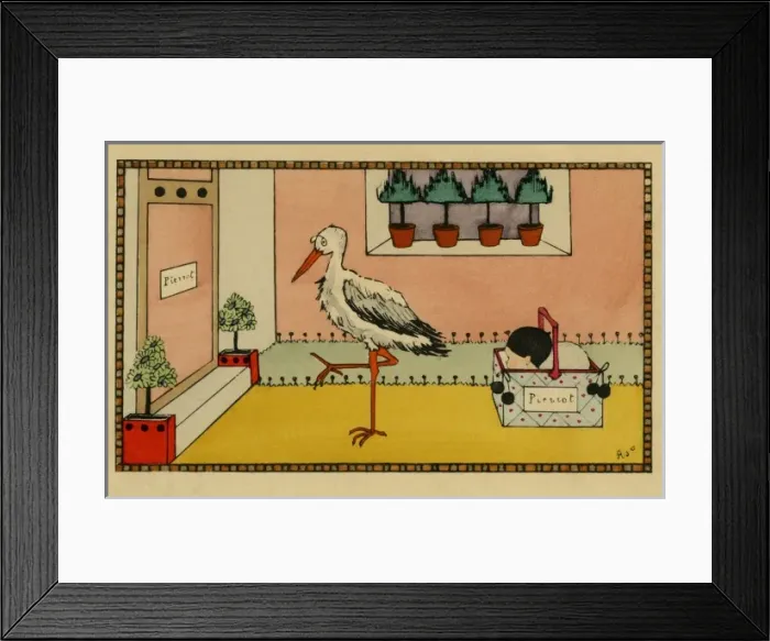 Framed Print : Stork with new baby Framed Print : Stork with new baby
