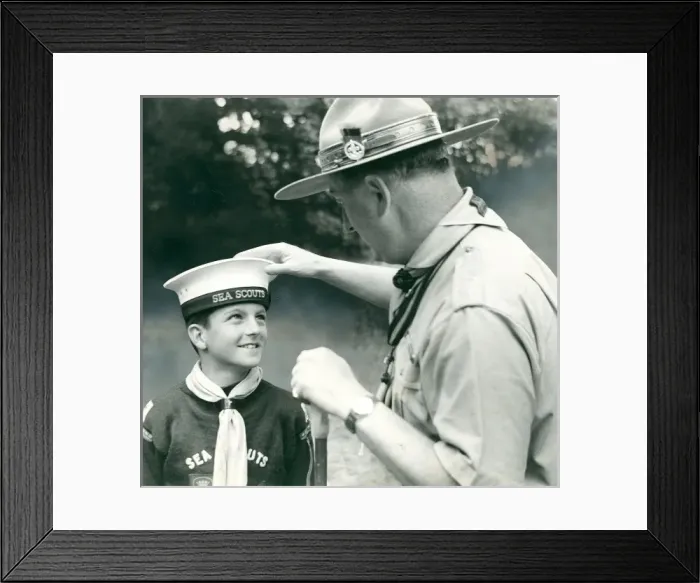 Framed Print : Young Sea Scout with scouting leader Framed Print : Young Sea Scout with scouting leader