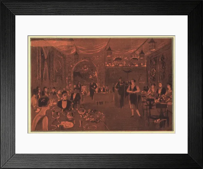 Framed Print : A sketch of the interior of the Kasbeck cabaret in Paris, 19 Framed Print : A sketch of the interior of the Kasbeck cabaret in Paris, 19