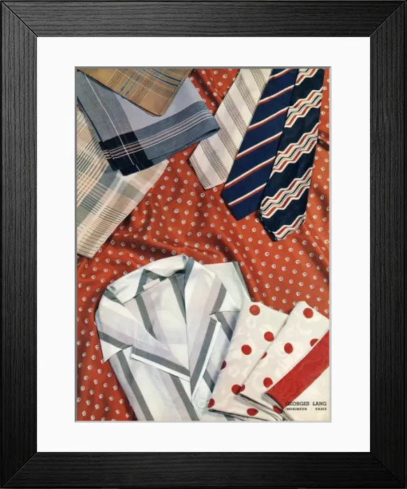 Framed Print : An assortment of mens ties, hankies and shirts Framed Print : An assortment of mens ties, hankies and shirts