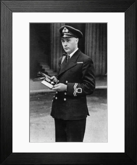 Framed Print : Lieutenant Ernest Gidden receiving the George Cross, 1942 Framed Print : Lieutenant Ernest Gidden receiving the George Cross, 1942