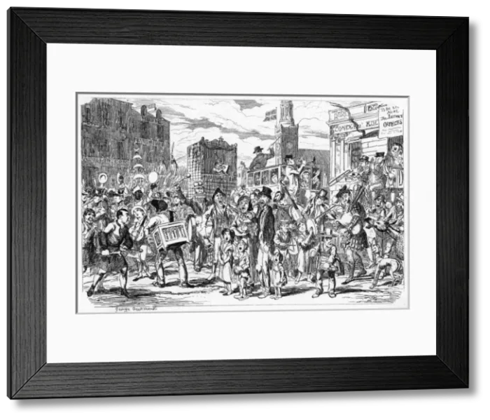 Framed Print : Street music: St Cecilias Day street scene, 1837 Framed Print : Street music: St Cecilias Day street scene, 1837