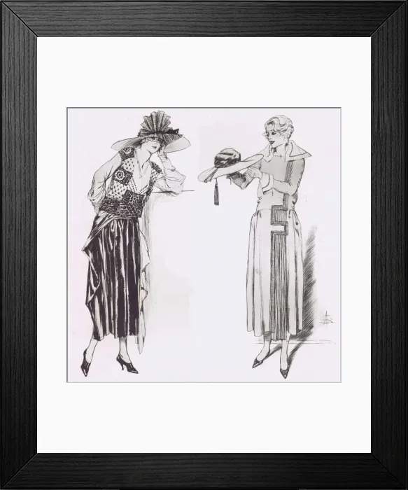 Framed Print : Art deco fashion sketches, Paris, 1921 Framed Print : Art deco fashion sketches, Paris, 1921