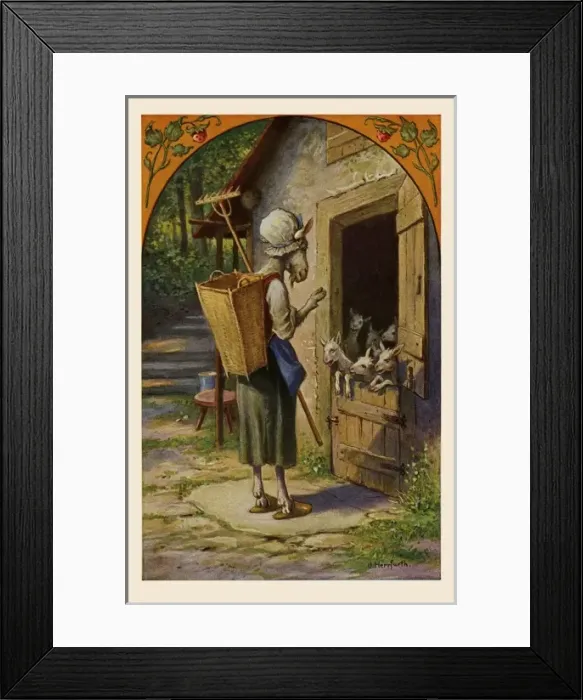 Framed Print : The Wolf & the Seven Kids Framed Print : The Wolf & the Seven Kids
