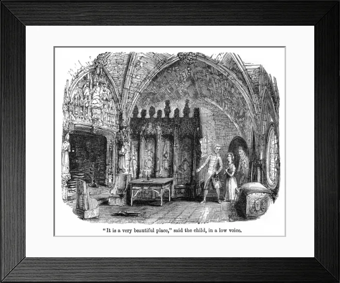 Framed Print : The Old Curiosity Shop, Nell in the ruined interior Framed Print : The Old Curiosity Shop, Nell in the ruined interior