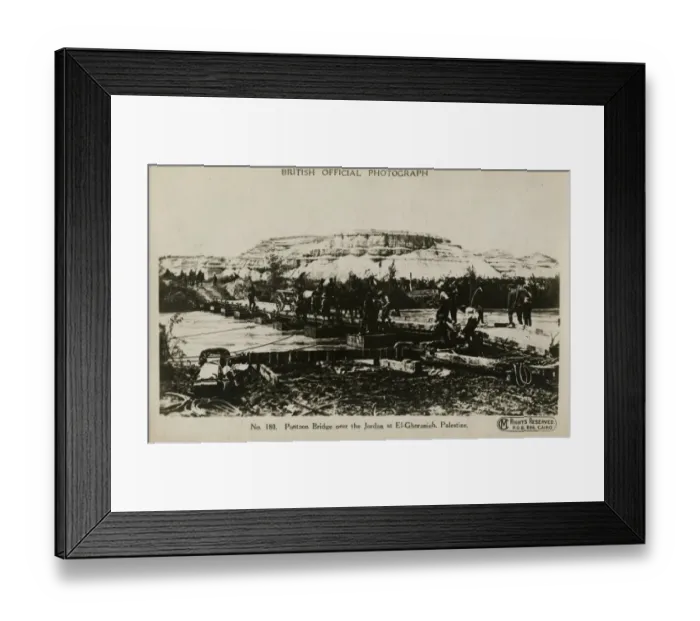 Framed Print : Pontoon bridge over River Jordan, Palestine, WW1 Framed Print : Pontoon bridge over River Jordan, Palestine, WW1