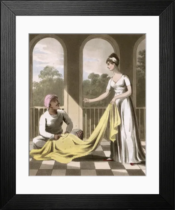 Framed Print : European Lady and her Durzee or Tailor Framed Print : European Lady and her Durzee or Tailor