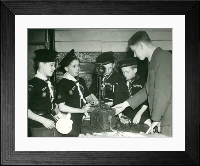 Framed Print : Sea Scouts signal lamp training Framed Print : Sea Scouts signal lamp training