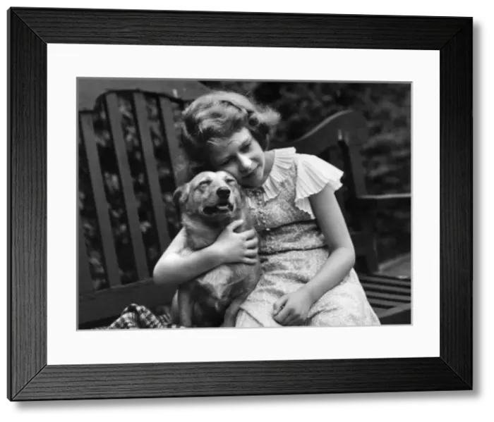 Framed Print : Princess Elizabeth with corgi Framed Print : Princess Elizabeth with corgi