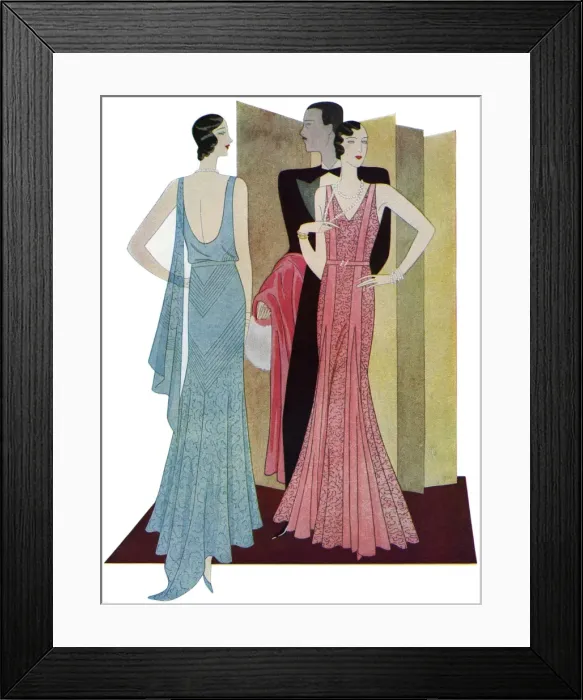 Framed Print : A man and two women. Art deco Framed Print : A man and two women. Art deco
