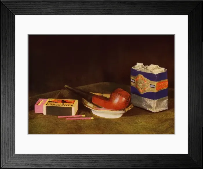 Framed Print : Still life. Tobacco, pipe & matches Framed Print : Still life. Tobacco, pipe & matches