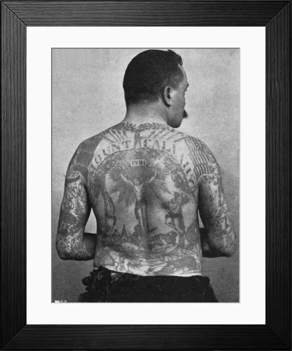 Framed Print : Frank de Burgh, tattooed man, 1897 Framed Print : Frank de Burgh, tattooed man, 1897